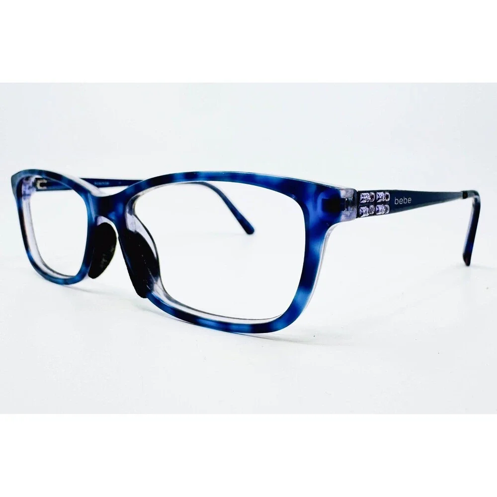 Bebe Eyeglass Frames Womens Blue Tortoise Crystal Accents BB5128 52-16-135